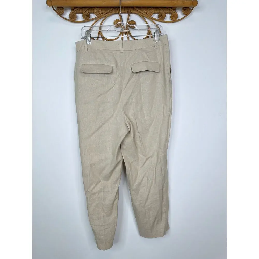 Zara women's linen blend crop pants M
